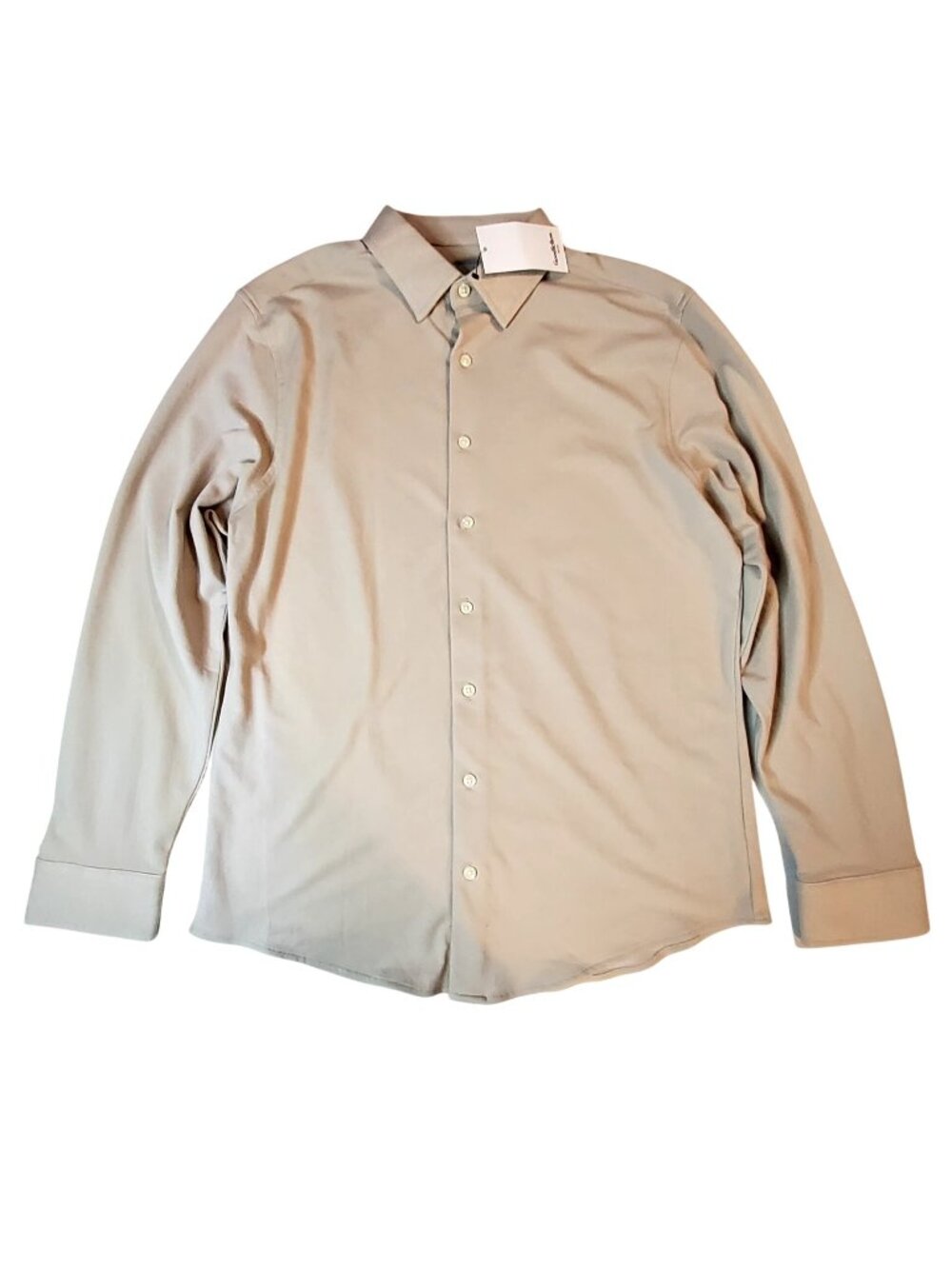Goodfellow Mens Taupe Pique Dress Shirt Sz M Responsible Style Cotton-Poly Blend
